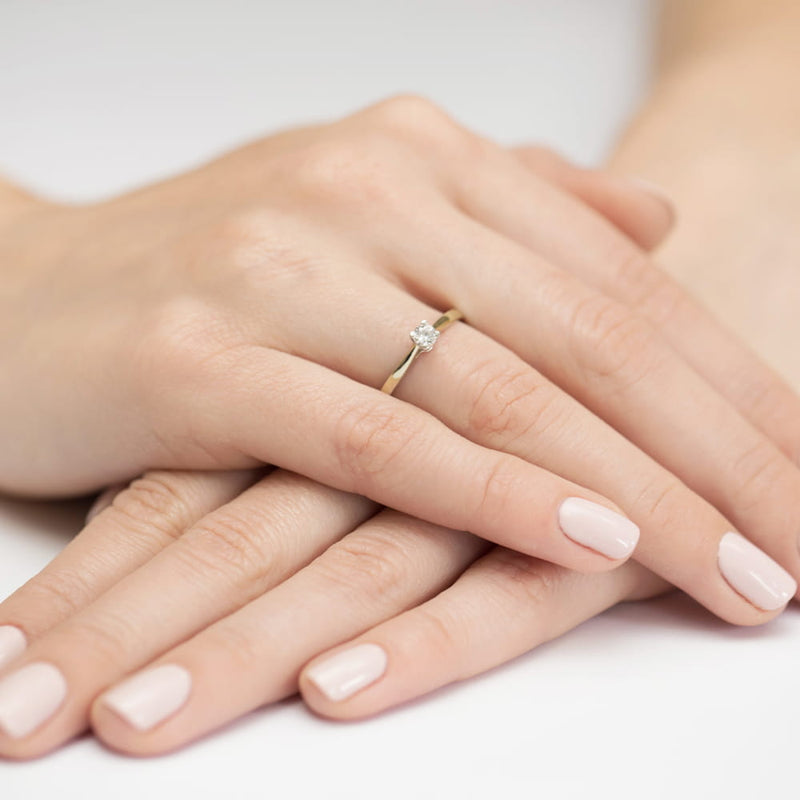 Inel Aur 9K cu Diamant Natural 0.15 ct, imaginea 4 din 8