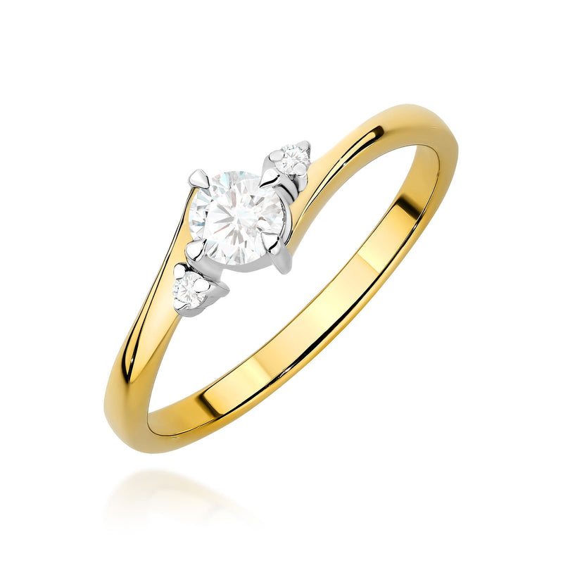 Inel Aur 9K cu Diamante Naturale 0.27 ct — Aur galben