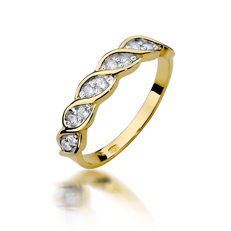 Inel Aur 9K cu Diamante Naturale 0.20 ct — Aur galben