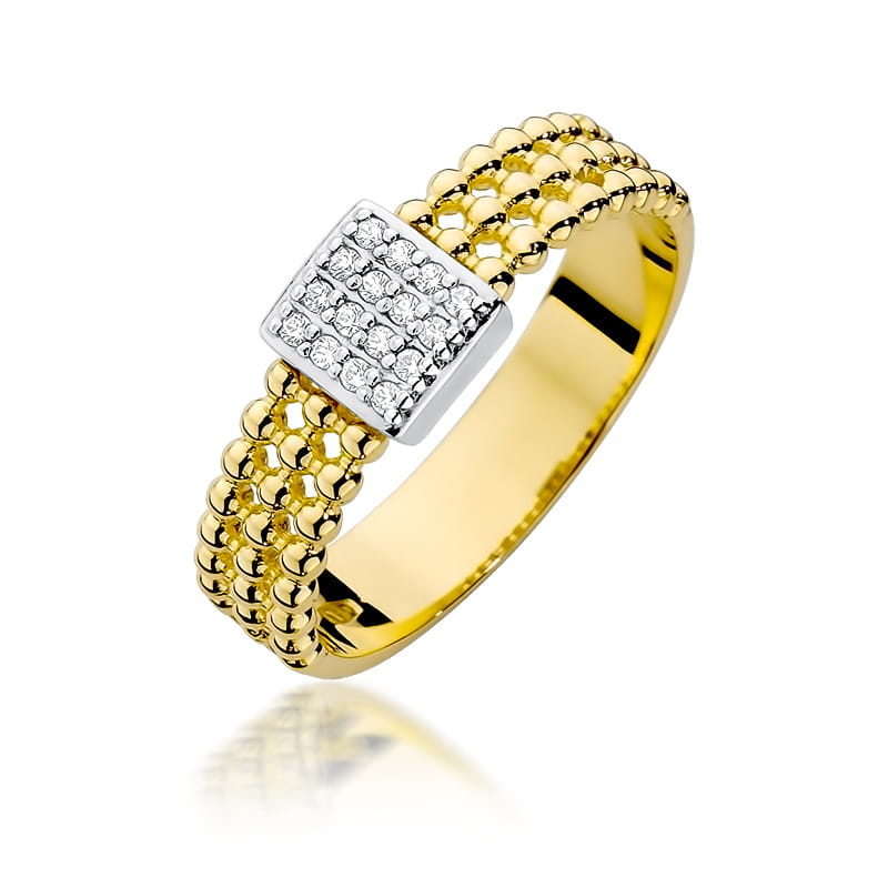 Inel Aur 9K cu Diamante Naturale 0.08 ct — Aur galben