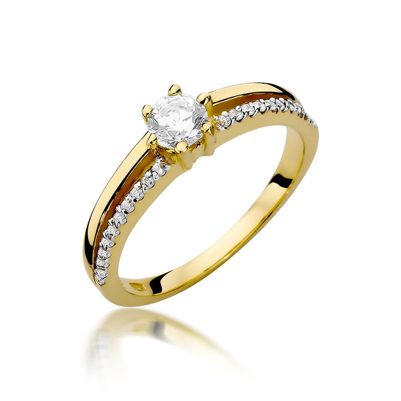 Inel Aur 9K cu Diamante Naturale 0.40 ct — Aur galben