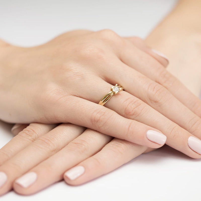 Inel Aur 9K cu Diamant Natural 0.08 ct, imaginea 4 din 8