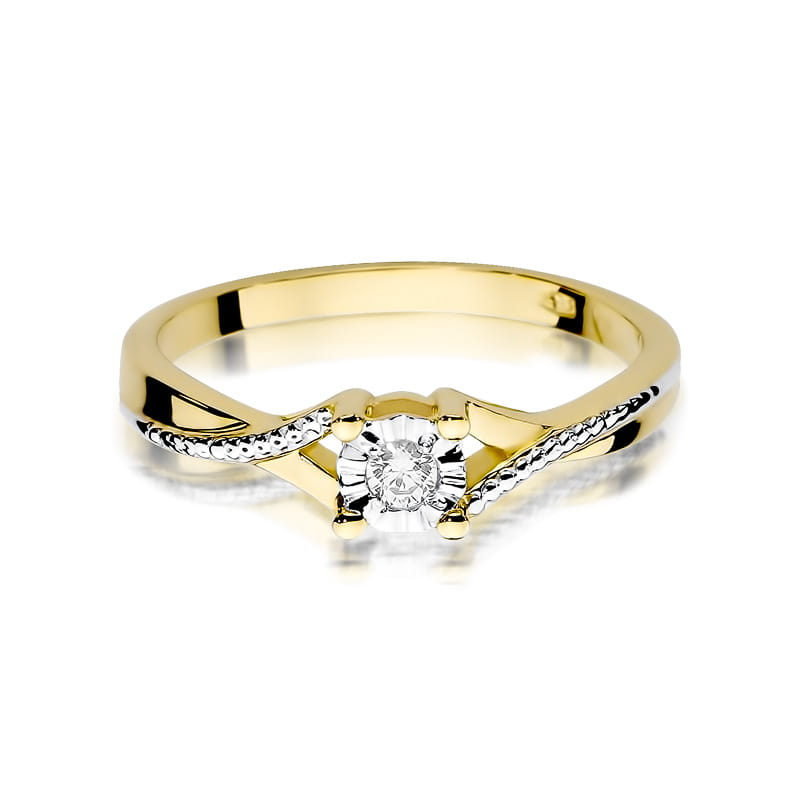 Inel Aur 9K cu Diamant Natural 0.08 ct, imaginea 2 din 8