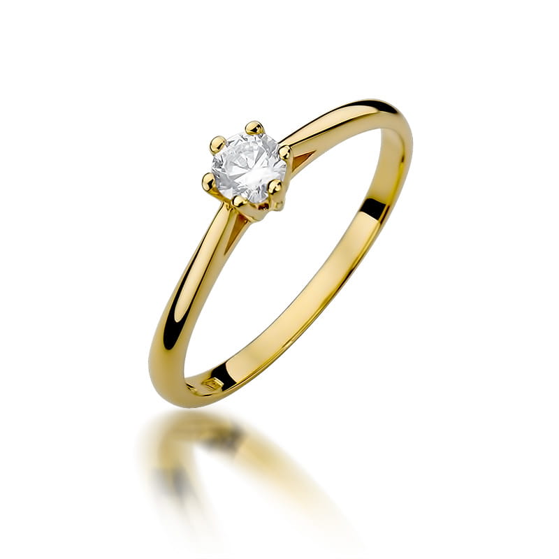 Inel Aur 9K cu Diamant Natural 0.15 ct — Aur galben