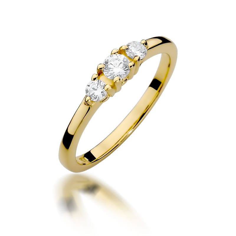Inel Aur 9K cu Diamante Naturale 0.33 ct — Aur galben