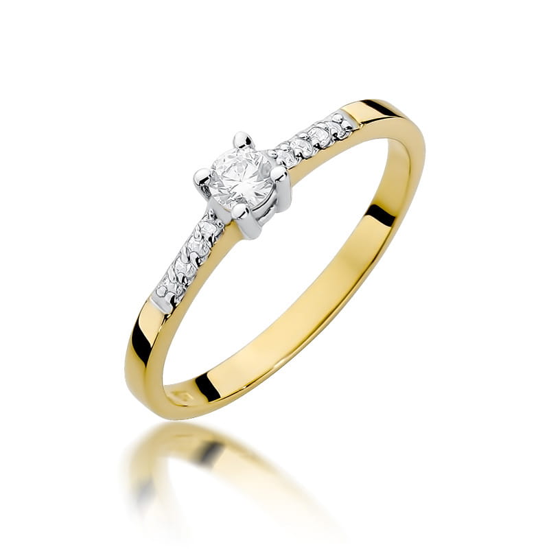 Inel Aur 9K cu Diamante Naturale 0.22 ct — Aur galben