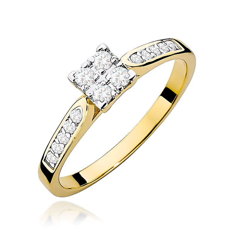 Inel Aur 9K cu Diamante Naturale 0.17 ct — Aur galben