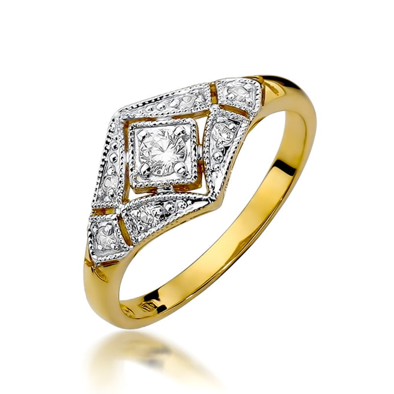 Inel Aur 9K cu Diamante Naturale 0.19 ct — Aur galben