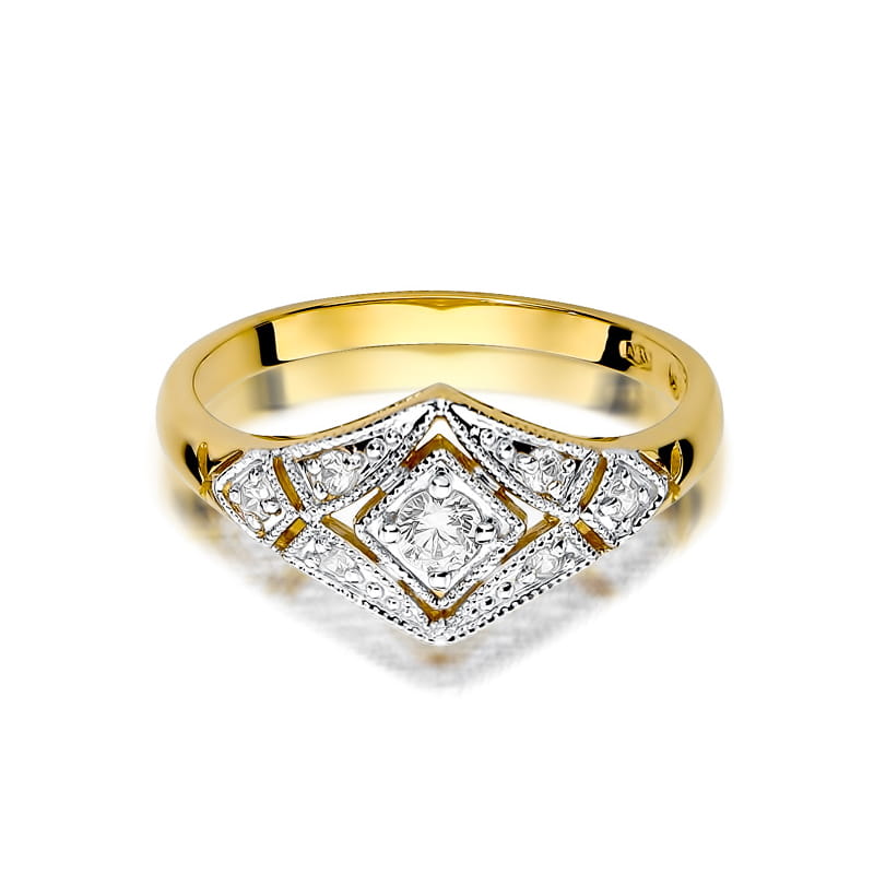Inel Aur 9K cu Diamante Naturale 0.19 ct, imaginea 2 din 8