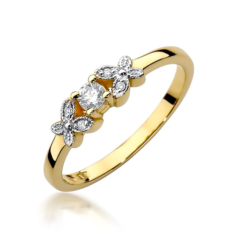 Inel Aur 9K cu Diamante Naturale 0.12 ct — Aur galben