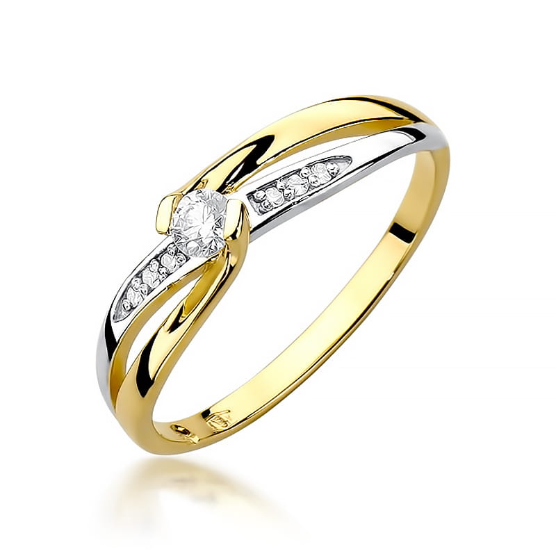 Inel Aur 9K cu Diamante Naturale 0.13 ct — Aur galben