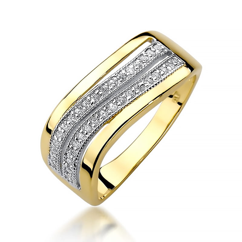Inel Aur 9K cu Diamante Naturale 0.18 ct — Aur galben