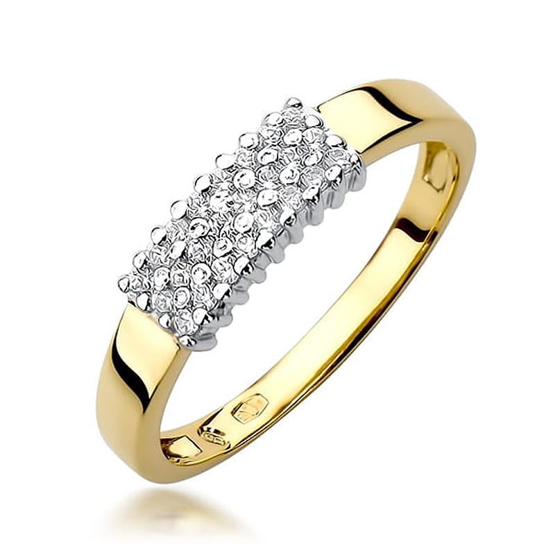Inel Aur 9K cu Diamante Naturale 0.21 ct — Aur galben