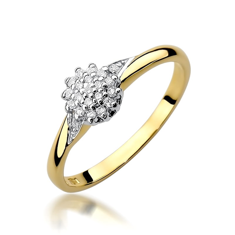Inel Aur 9K cu Diamante Naturale 0.11 ct — Aur galben