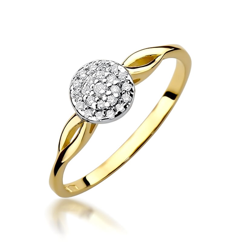 Inel Aur 9K cu Diamante Naturale 0.13 ct — Aur galben