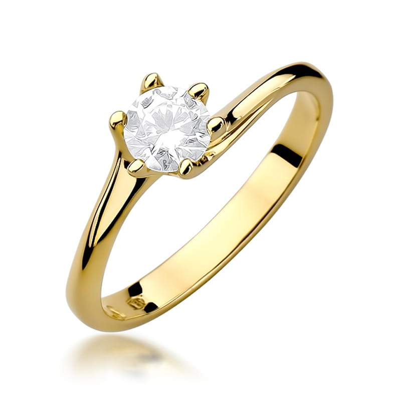 Inel Aur 9K cu Diamant Natural 0.50 ct — Aur galben