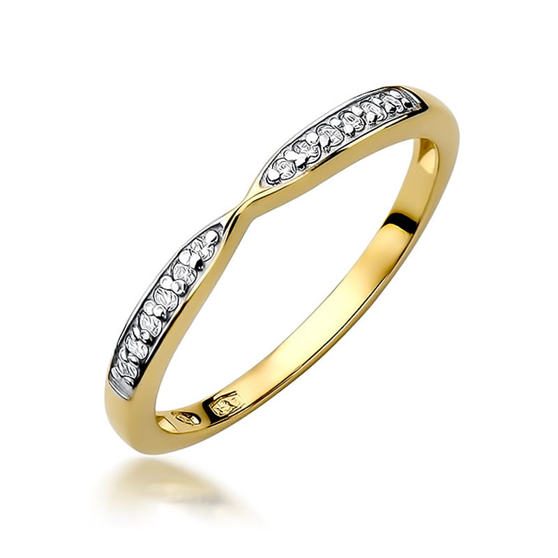 Inel Aur 9K cu Diamante Naturale 0.10 ct — Aur galben