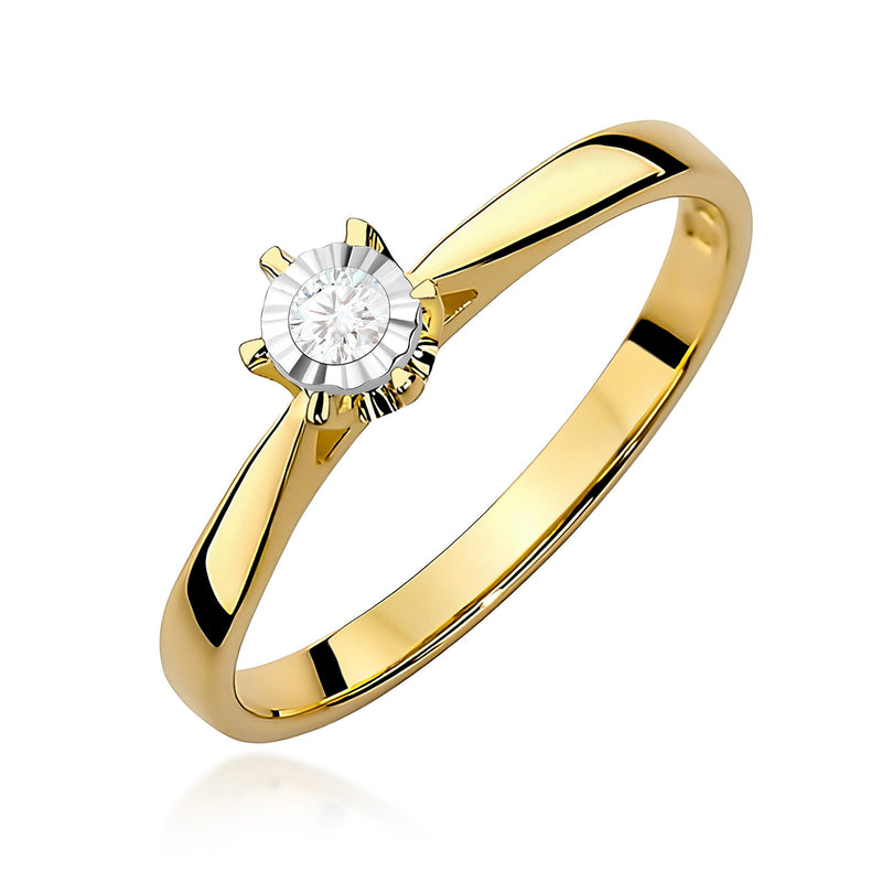Inel Aur 9K cu Diamant Natural 0.05 ct — Aur galben
