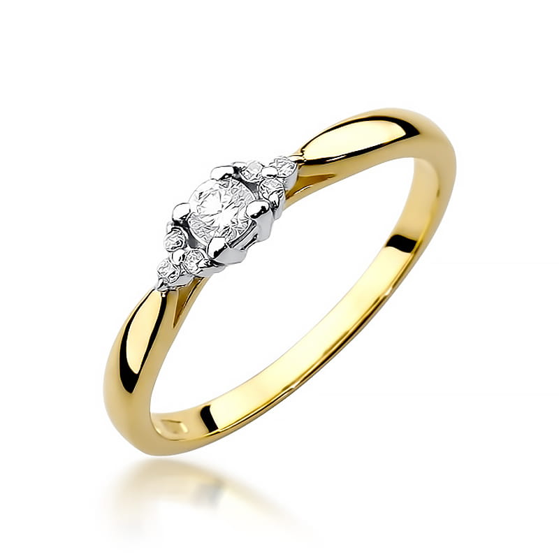 Inel Aur 9K cu Diamante Naturale 0.13 ct — Aur galben