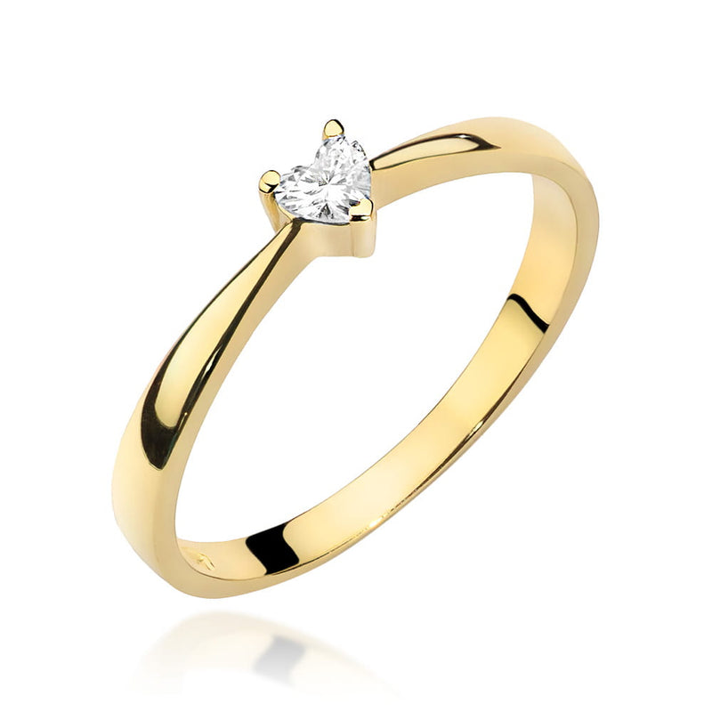 Inel Aur 9K cu Diamant Natural 0.10 ct — Aur galben