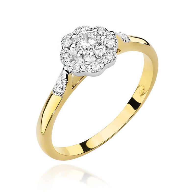 Inel Aur 9K cu Diamante Naturale 0.28 ct — Aur galben