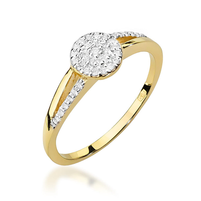 Inel Aur 9K cu Diamante Naturale 0.18 ct — Aur galben