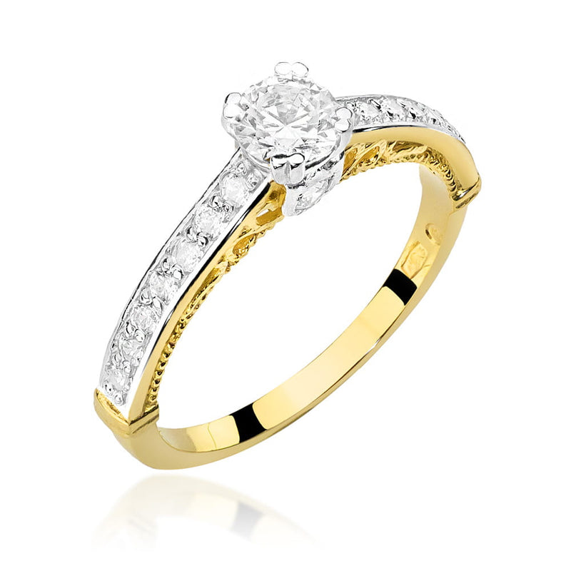 Inel Aur 9K cu Diamante Naturale 0.56 ct — Aur galben