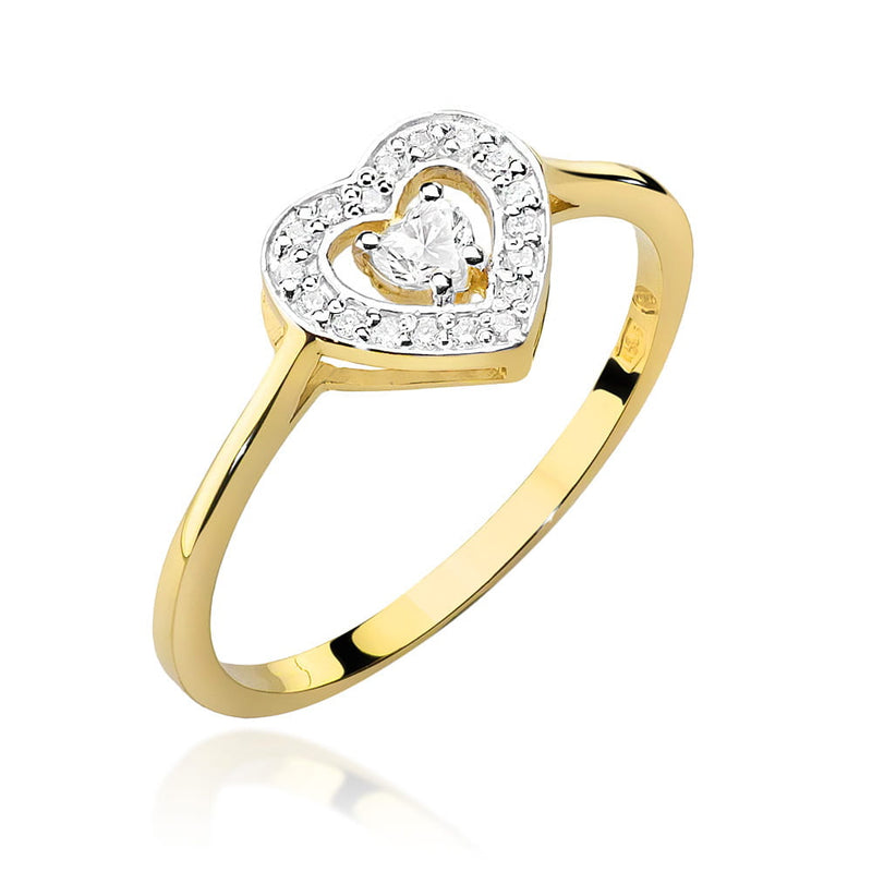 Inel Aur 9K cu Diamante Naturale 0.19 ct — Aur galben