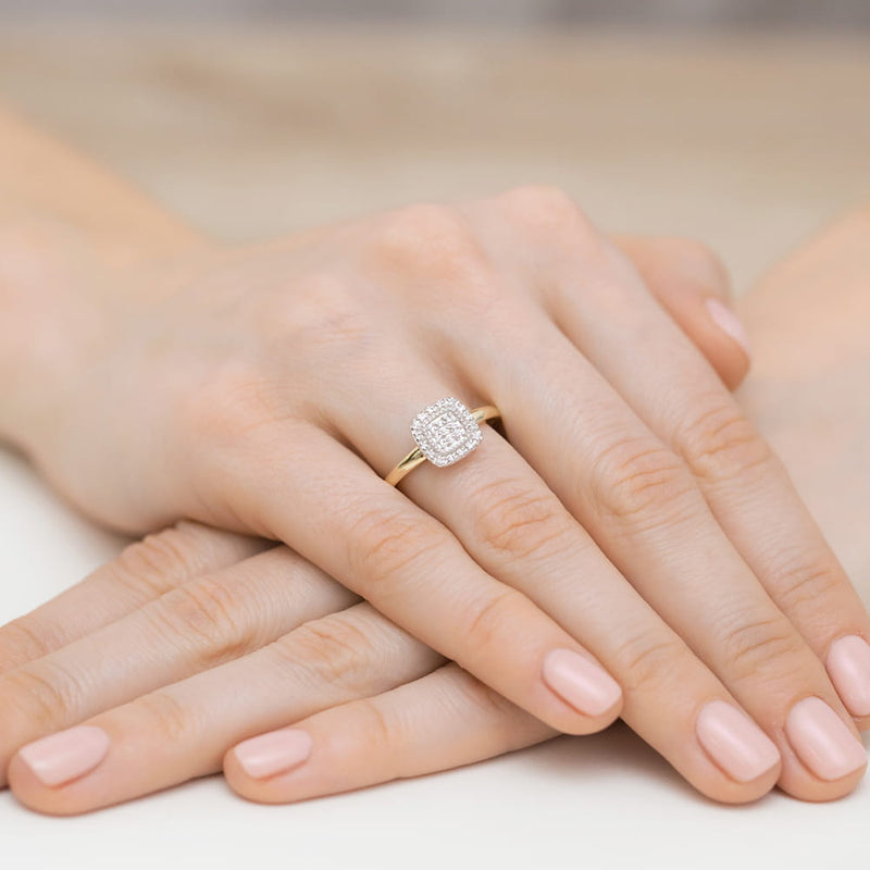 Inel Aur 9K cu Diamante Naturale 0.13 ct, imaginea 4 din 8