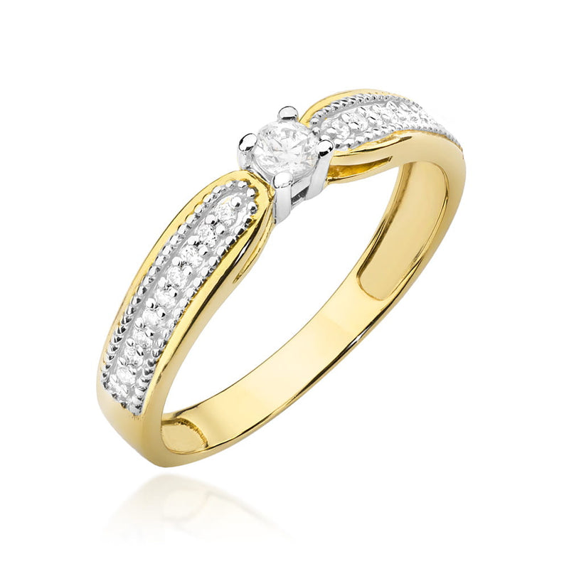 Inel Aur 9K cu Diamante Naturale 0.17 ct — Aur galben