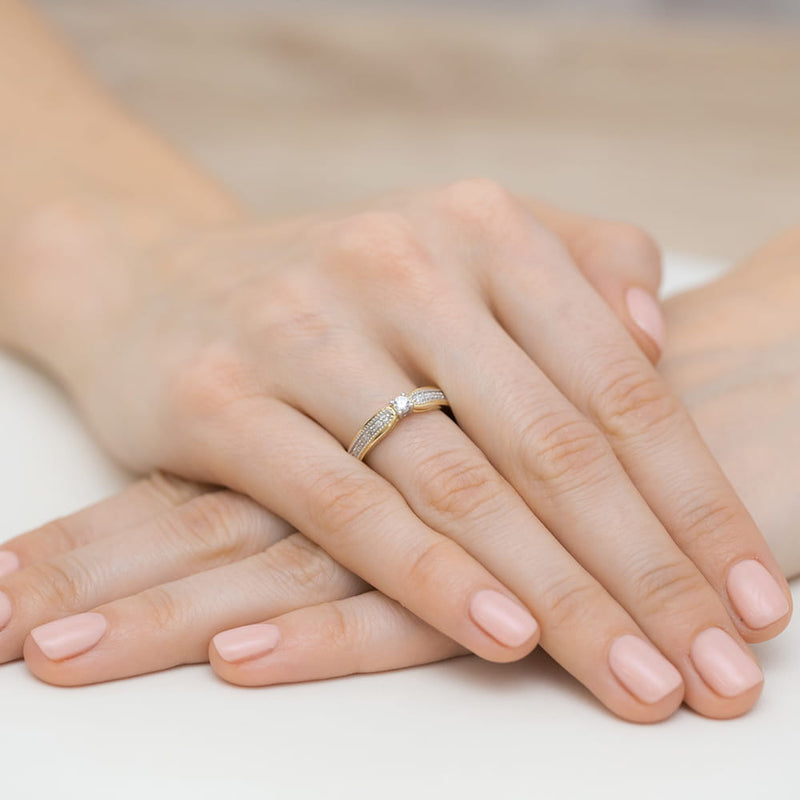 Inel Aur 9K cu Diamante Naturale 0.17 ct, imaginea 4 din 8