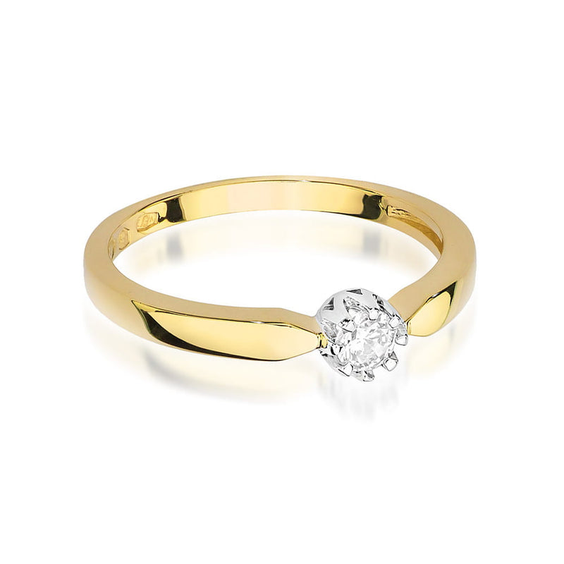 Inel Aur 9K cu Diamant Natural 0.15 ct, imaginea 2 din 8