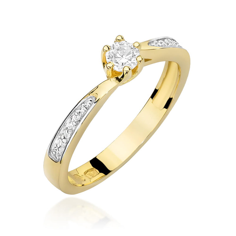 Inel Aur 9K cu Diamante Naturale 0.20 ct — Aur galben