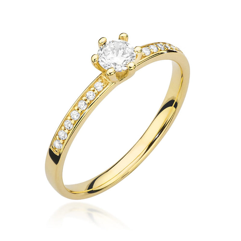Inel Aur 9K cu Diamante Naturale 0.37 ct — Aur galben