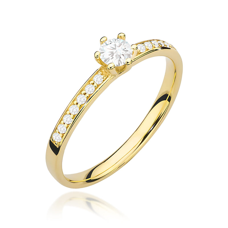 Inel Aur 9K cu Diamante Naturale 0.17 ct — Aur galben