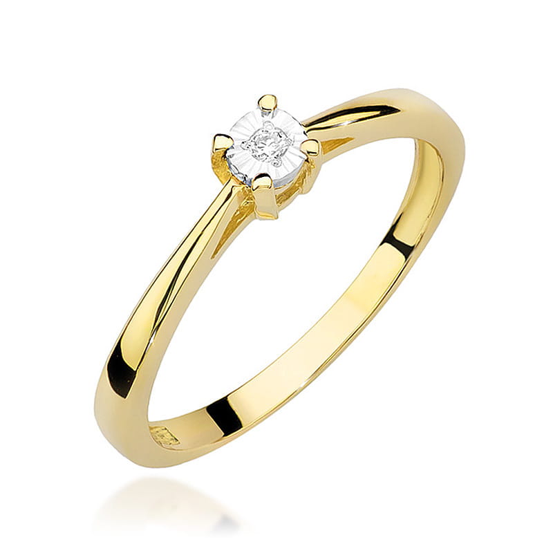Inel Aur 9K cu Diamant Natural 0.02 ct — Aur galben