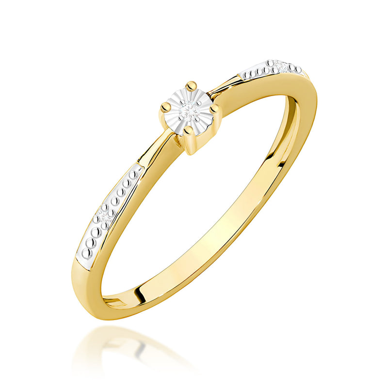 Inel Aur 9K cu Diamante Naturale 0.02 ct — Aur galben