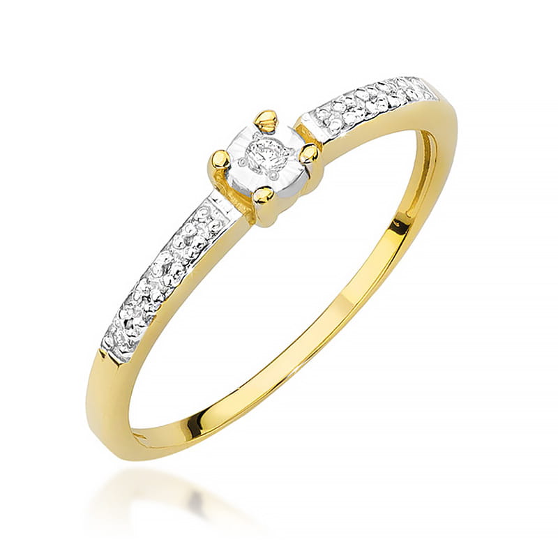 Inel Aur 9K cu Diamante Naturale 0.07 ct — Aur galben