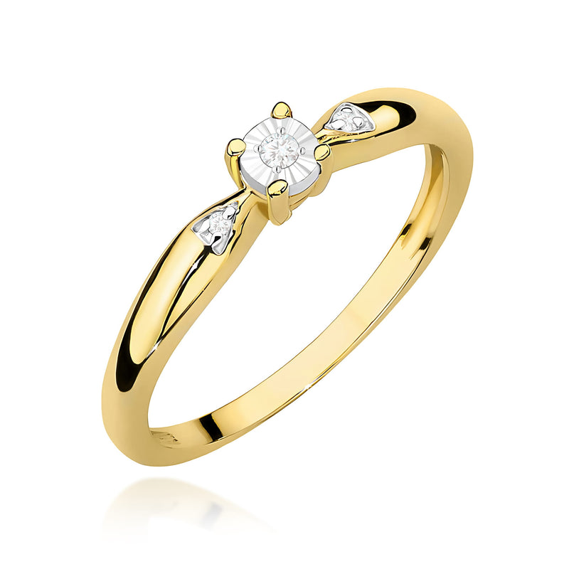 Inel Aur 9K cu Diamante Naturale 0.03 ct — Aur galben