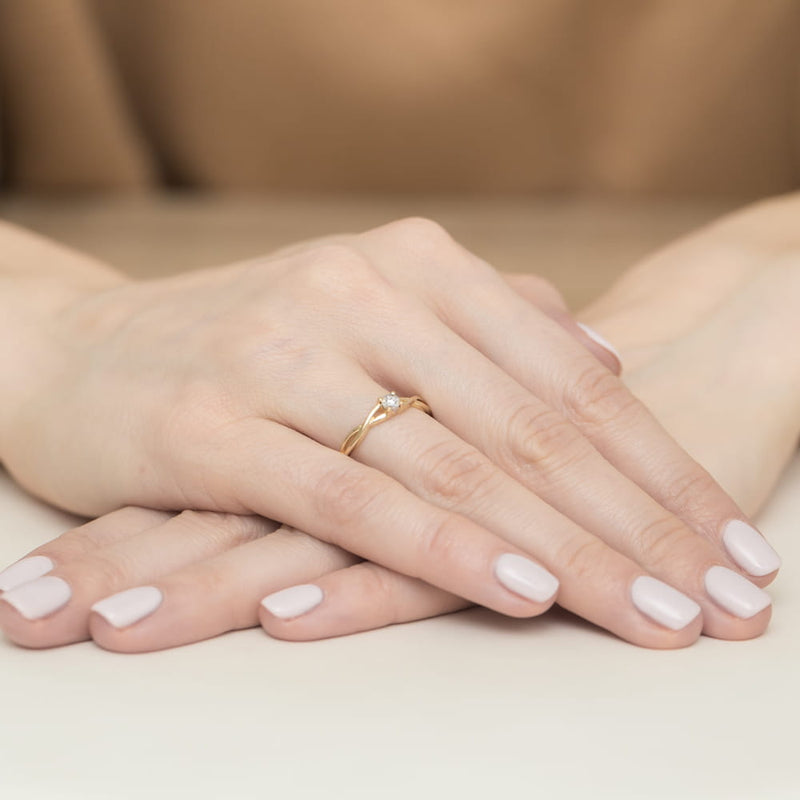 Inel Aur 9K cu Diamant Natural 0.03 ct, imaginea 4 din 8