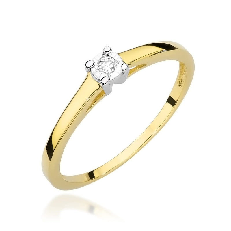 Inel Aur 9K cu Diamant Natural 0.03 ct — Aur galben