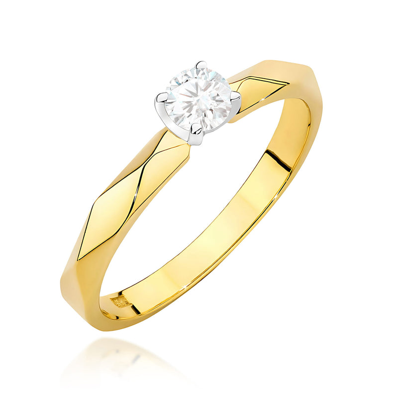 Inel Aur 9K cu Diamant Natural 0.15 ct — Aur galben