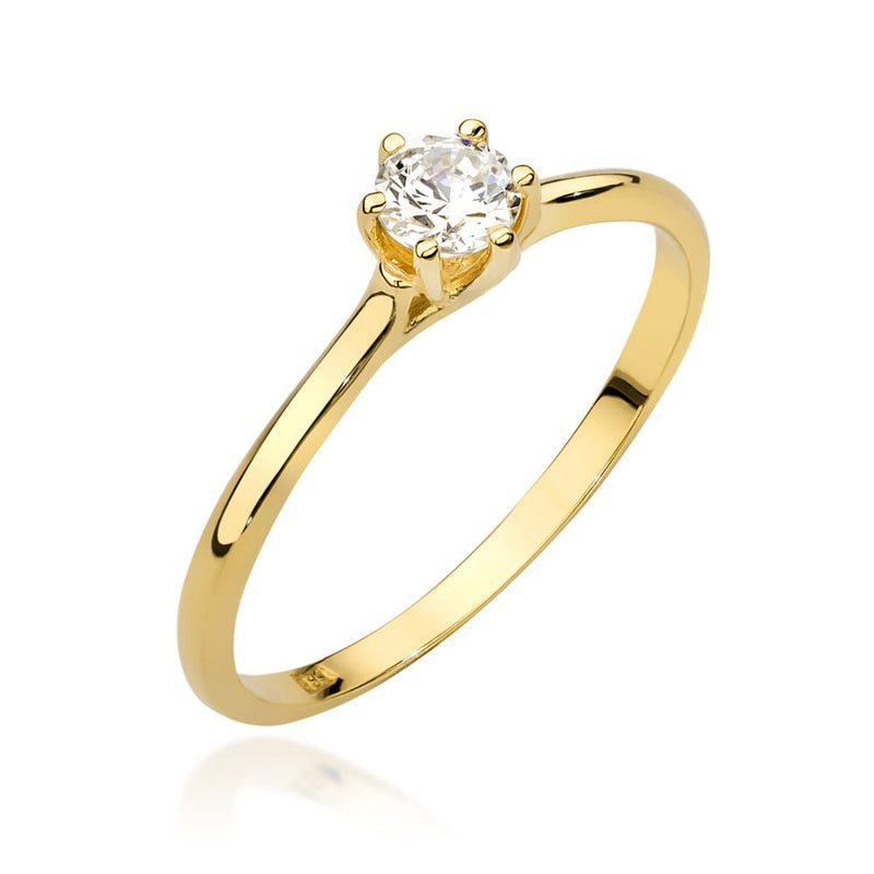 Inel Aur 9K cu Diamante Naturale 0.21 ct — Aur galben