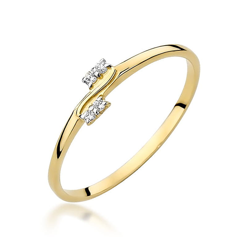 Inel Aur 9K cu Diamante Naturale 0.03 ct — Aur galben