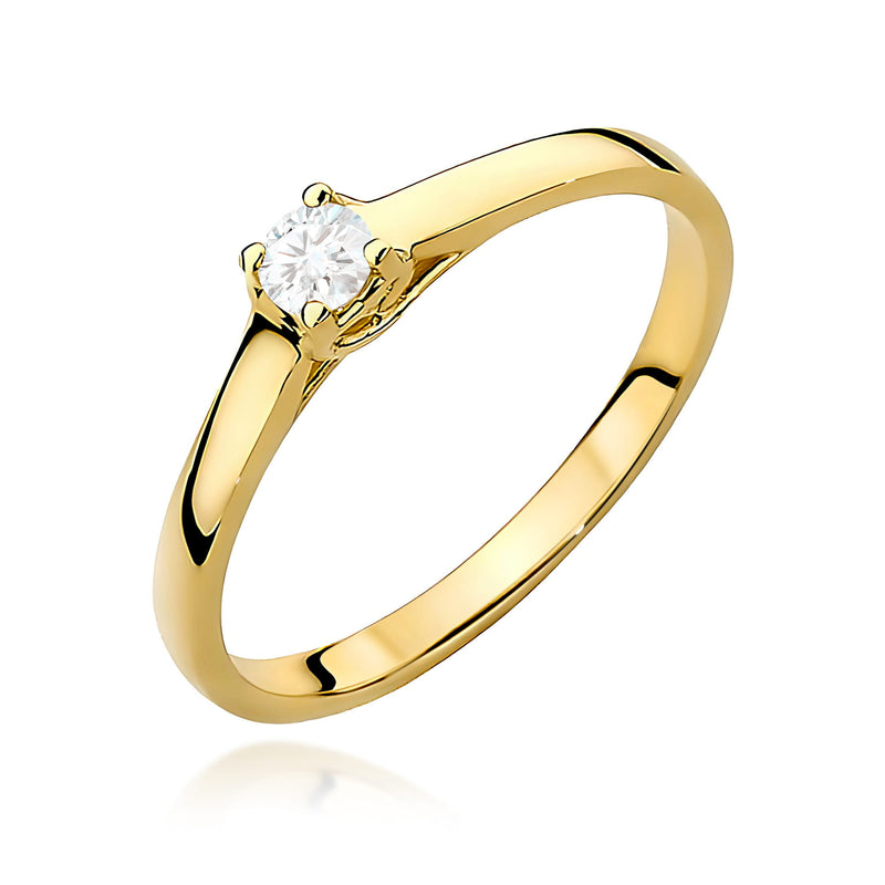 Inel Aur 9K cu Diamant Natural 0.12 ct — Aur galben