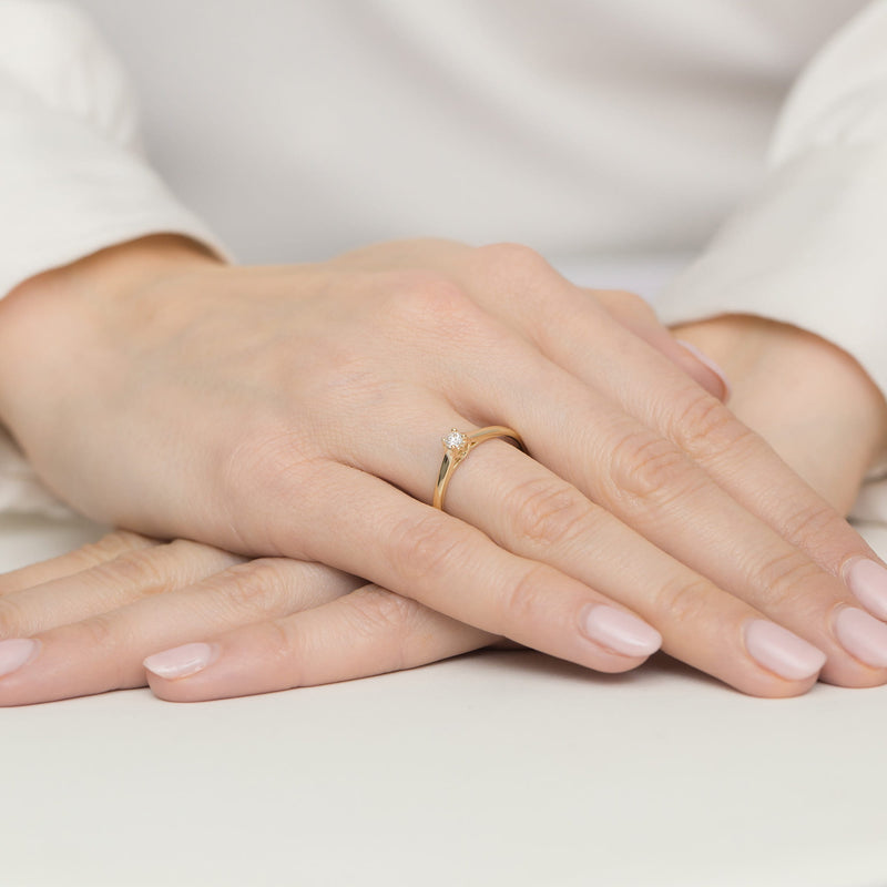 Inel Aur 9K cu Diamant Natural 0.12 ct, imaginea 4 din 8