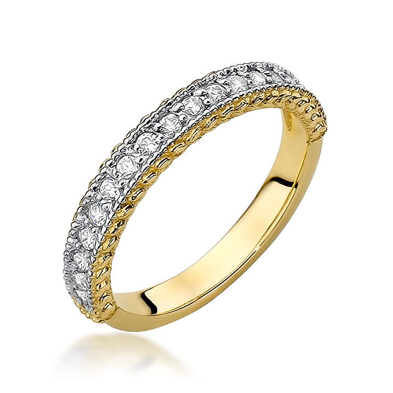 Inel Aur 9K cu Diamante Naturale 0.25 ct — Aur galben