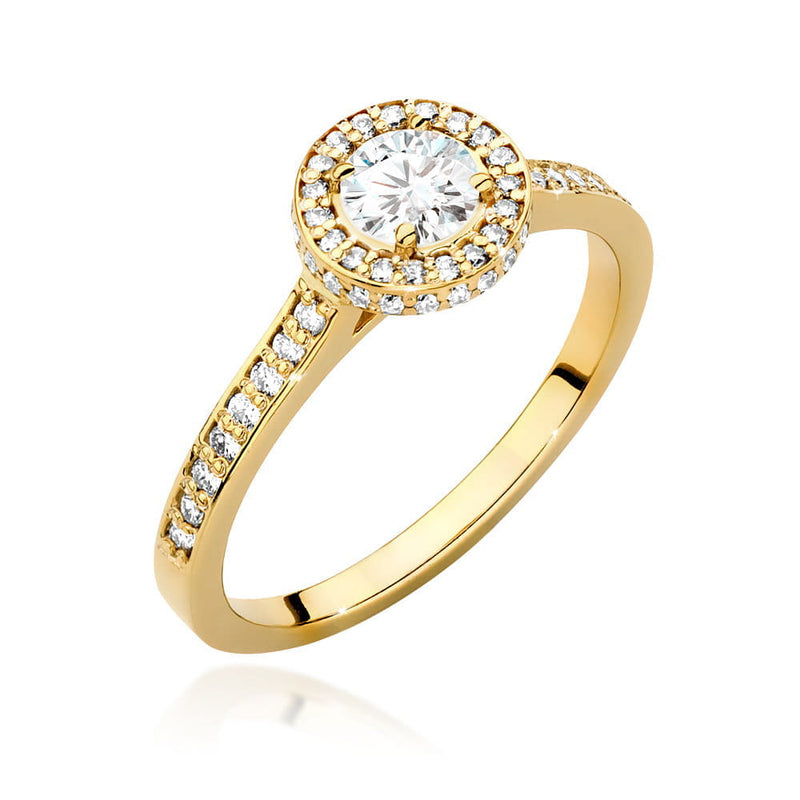 Inel Aur 9K cu Diamante Naturale 0.74 ct — Aur galben