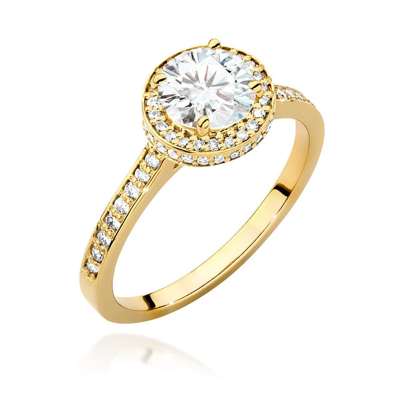 Inel Aur 9K cu Diamante Naturale 1.38 ct — Aur galben