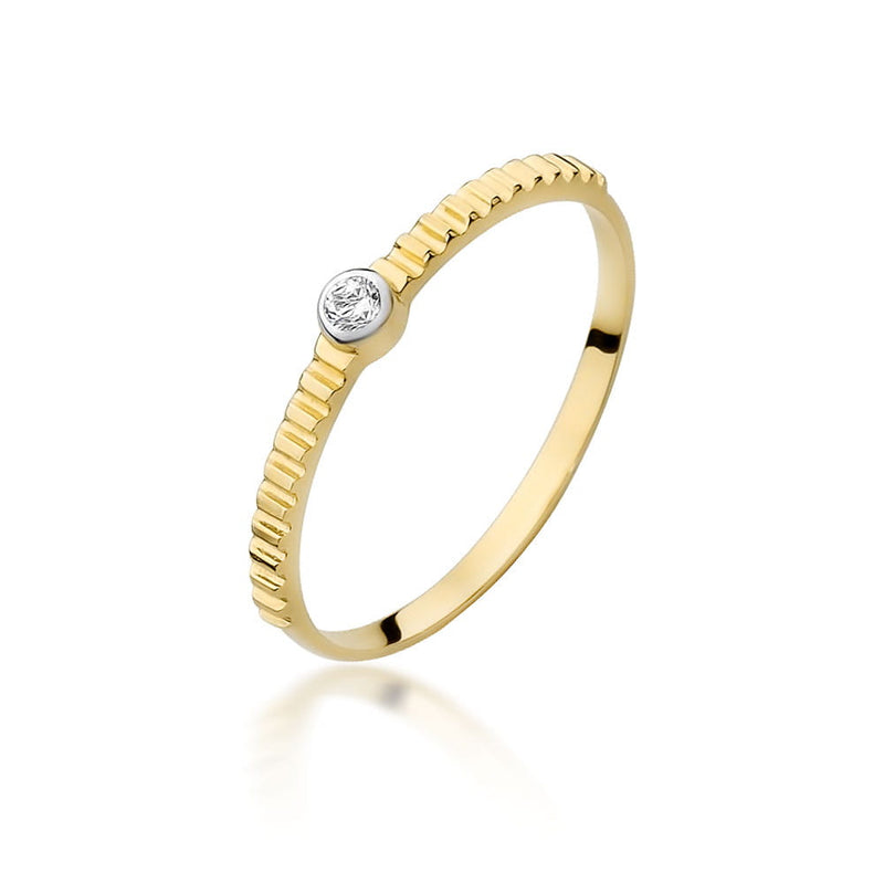 Inel Aur 9K cu Diamant Natural 0.04 ct — Aur galben